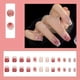 thumbnail image 1 of 24pcs Pink French Tip Press On Nails Medium Square Fake Nails Glossy Full Cover Glitter Powder Stick On Nails False Nails With White Edge Design, Artificial Acrylic Nails With Glue Sticker For Women G, 1 of 3