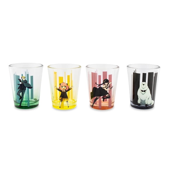 Set de minivasos de whisky Spy x Family Trio y logotipo