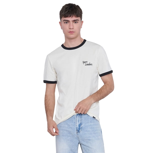 Polera Hombre Ringer College Ecru Corona