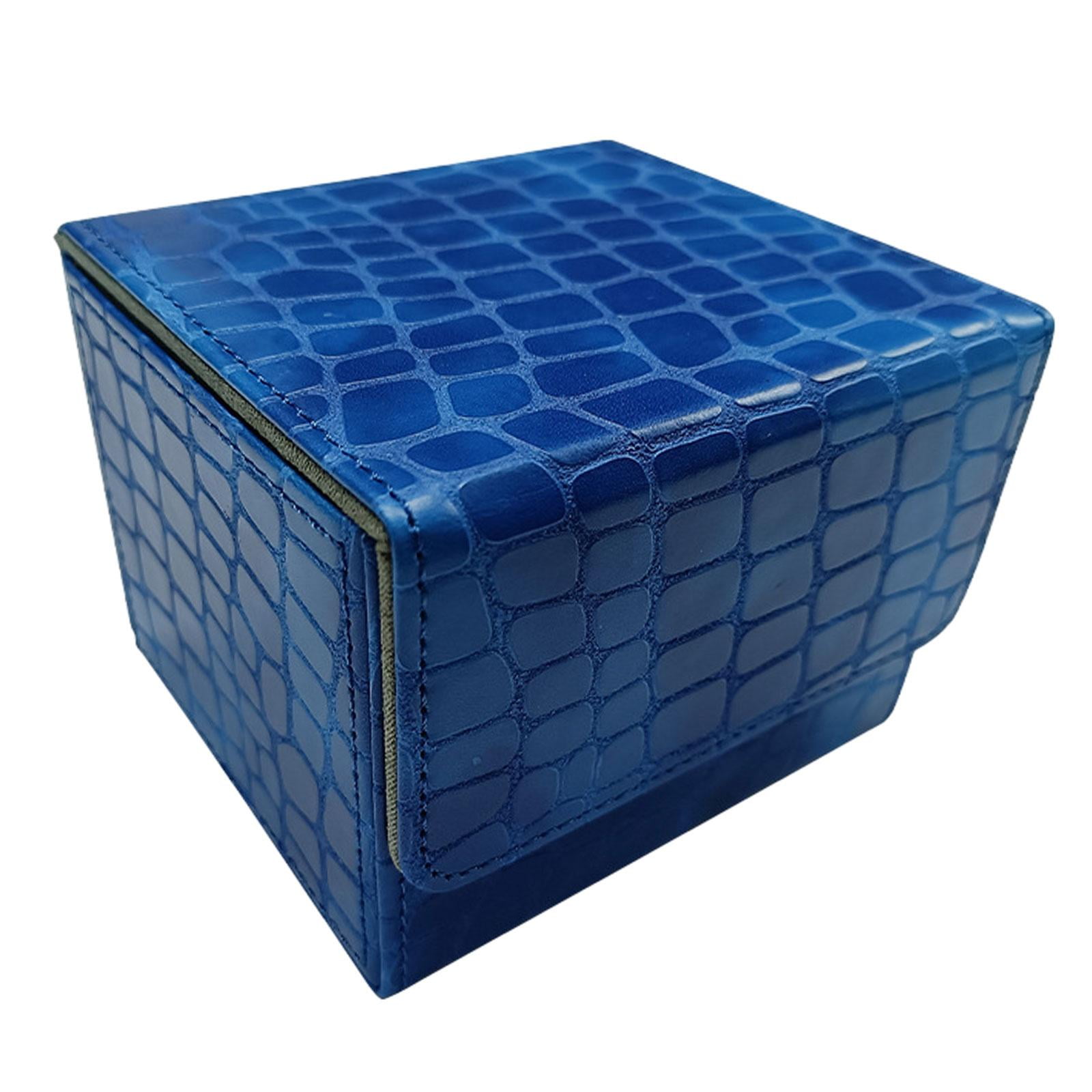 Magideal - Caja De Baraja De Cartas, Soporte De Cuero Pu, Almacenamiento De Tarjetas, Bolsa De Juego, Caja De Almacenamiento De Tarjetas Para Tarjeta De Béisbol Azul