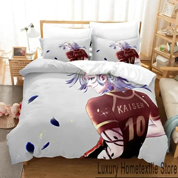 Blue Lock Bedding Set Boys Girls Duvet Cover Pillowcase Bed boys Adult Home Textileextile Bed Sheets