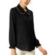 thumbnail image 4 of INSPIRE CHIC Camisas de trabajo con botones y cuello Peter Pan con volantes dulces para mujeres de regreso a clases S Negro, 4 of 8