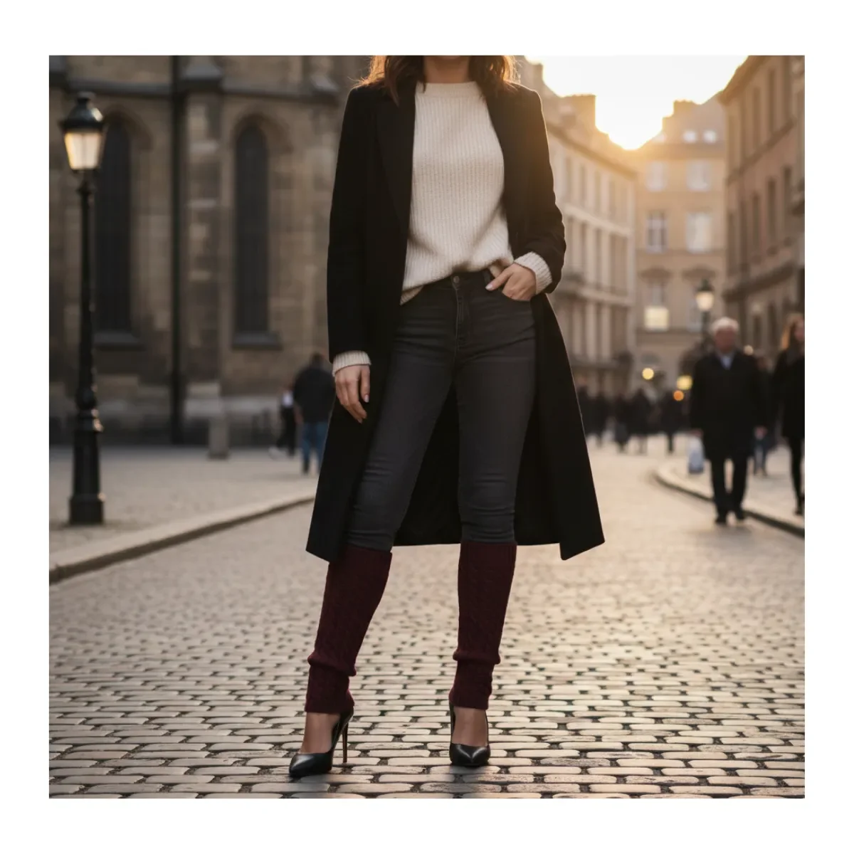 Genérico - Polainas Calentadores Tejido Trenzado Colores Variados Mujer Niña Elegante 100% Lana