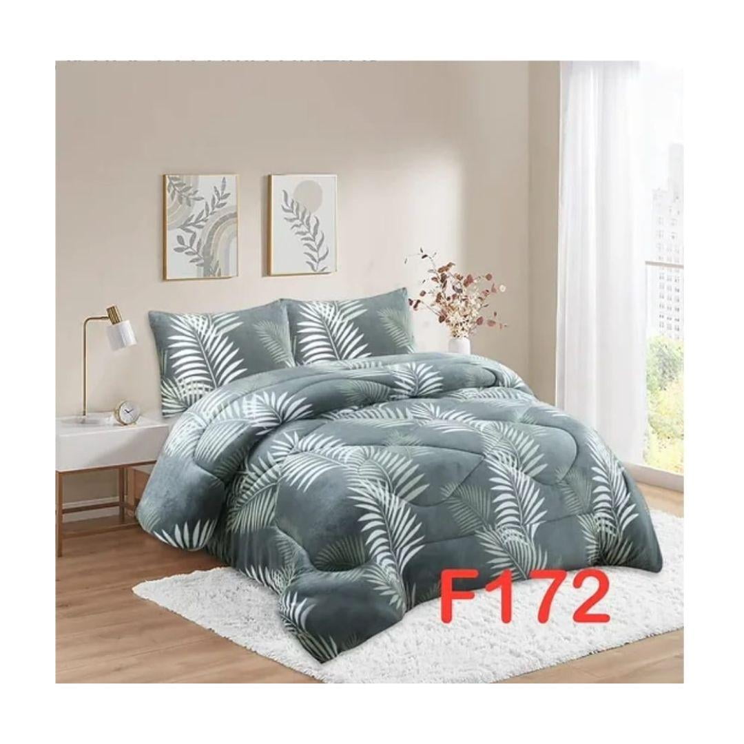 Genérico - Cobertor Chiporro 1 1/2 Plazas - Gris Hojas Blancas F172