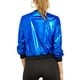 thumbnail image 3 of INSPIRE CHIC Chaqueta Bomber Casual de Halloween para Mujer con Cuello Alto Metálico y Cremallera, Largo Recortado, Talla M, Azul, 3 of 7