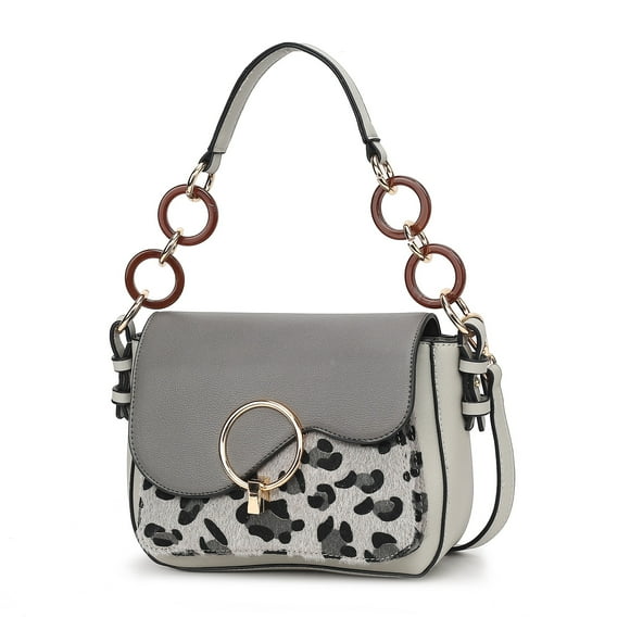 Bolso Crossbody de mujer MKF Collection - Serena, Vegan Leather, Stylish Shoulder Purse, Color Light Grey
