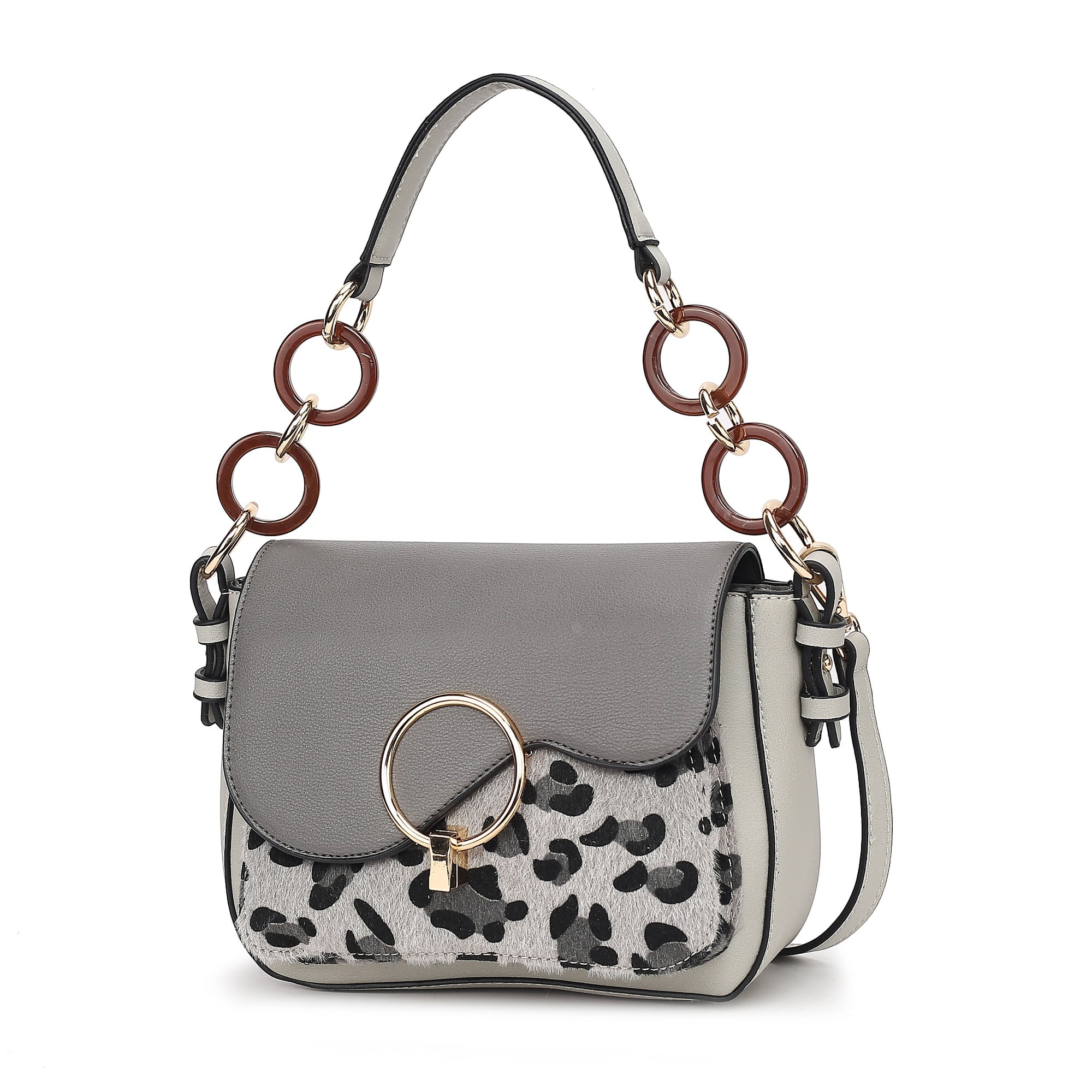 Bolso Crossbody De Mujer Mkf Collection - Serena, Vegan Leather, Stylish Shoulder Purse, Color Light Grey