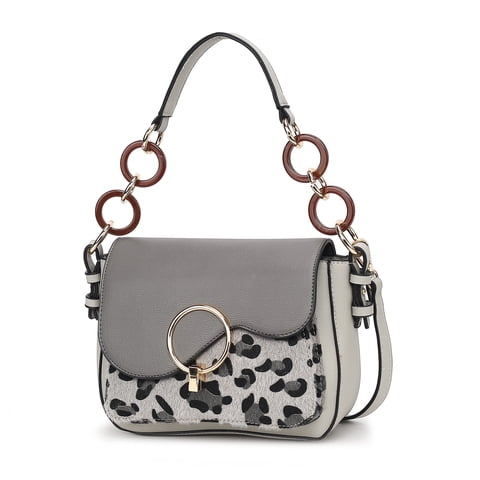 Bolso Crossbody De Mujer Mkf Collection - Serena, Vegan Leather, Stylish Shoulder Purse, Color Light Grey