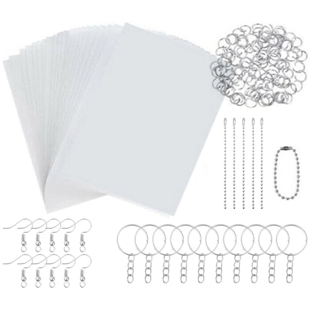 Juego de láminas de plástico termorretráctiles, láminas termorretráctiles de película artística para llavero DIY, adorno artesanal creativo, fabricaci , 145 piezas