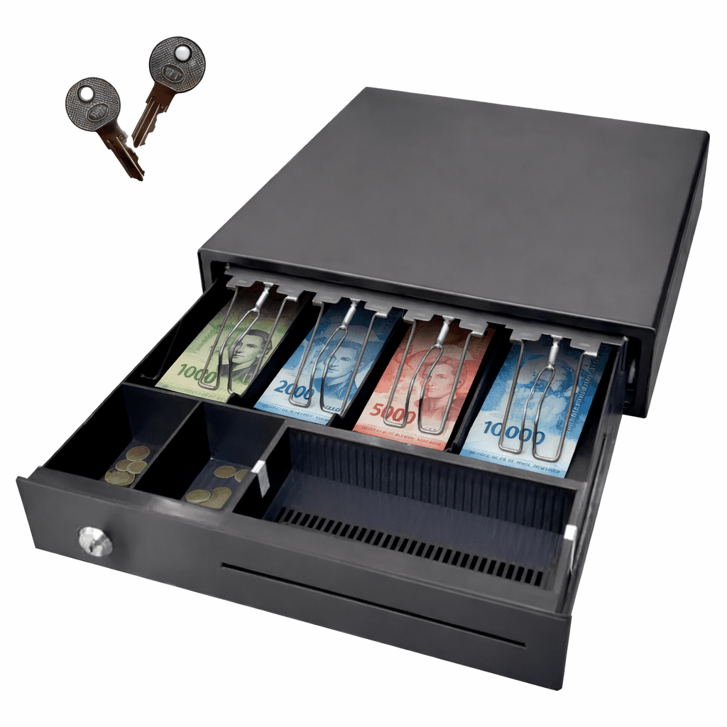 Gutstark - Caja Gaveta Dinero Metalica Registradora Apertura Electronica 4 Billetes 2 Llaves