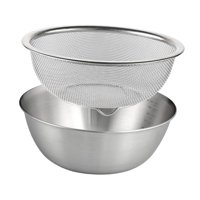 Bothyi - Colador Microporoso De Acero Inoxidable 304 De 2 Piezas Con Tazón Para Mezclar Frutas 22 Cm