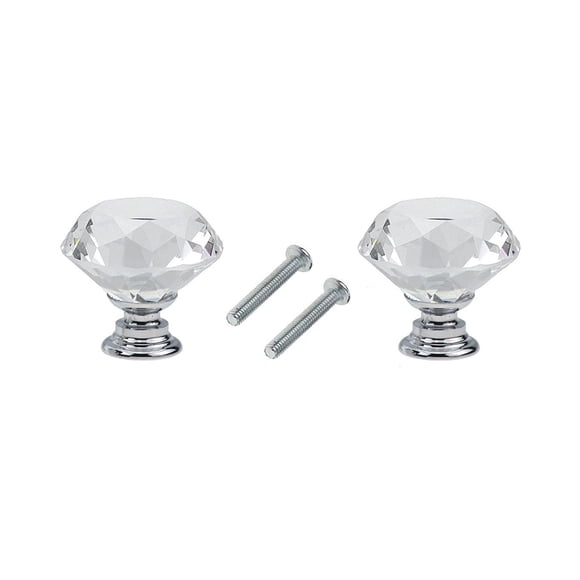 Tiradores para gabinete Wacnune, 2 piezas, cristal transparente, plata, 25 mm