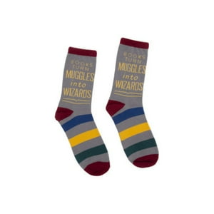 Out Of Print - Books Turn Muggles Socks Lg