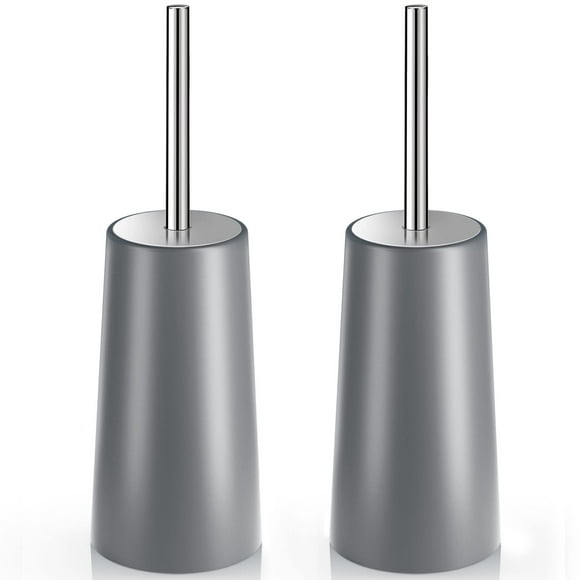 Paquete de 2 cepillos de baño con soporte de acero inoxidable 304 gris