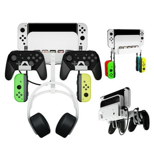 Genérico - Kit De Soporte Metálico De Pared Para Nintendo Switch Y Oled - Robusto Soporte Vertical Para Colgar, Ahorra Espacio Para La Consola De Juegos-Blanco