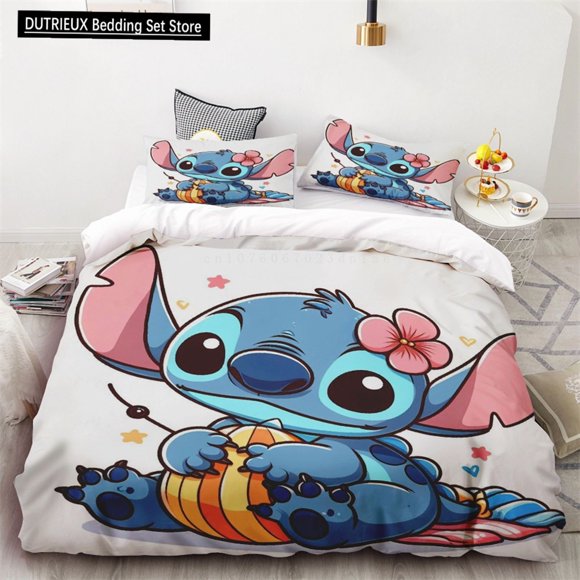 v663 Bed Sheets Duvet Cover Cute Stitch Flamingo Bedding Set One Quilt Cover Two Pillowcases Single Double Queen King Size No Filling Inside 3-Piece Bedding Set (1 Duvet Cover + 2 Pillow Shams) Bed Sh