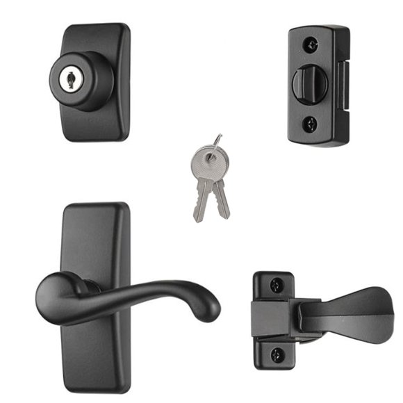 Juego de palanca para puerta Ideal Security negro mate de 4 piezas