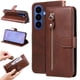 thumbnail image 1 of Funda tipo cartera para Samsung Galaxy S26 Plus con bolsillo con cremallera y ranuras para tarjetas – Función de soporte Marrón, 1 of 5