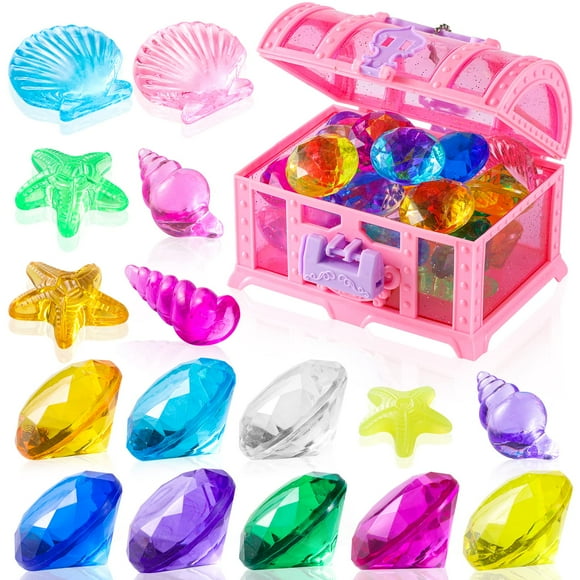 Juego de juguetes para piscina Diving Gem NHBTYKL, 28 piezas con cofre del tesoro