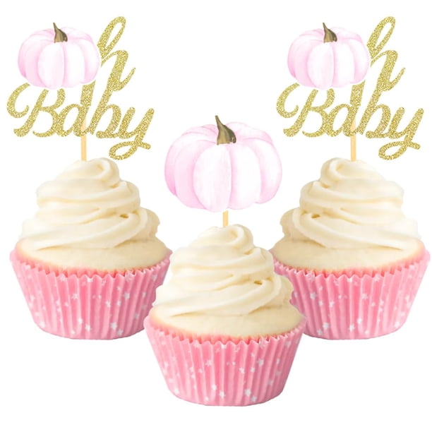 Adornos para cupcakes Pumpkin Oh Baby, palillos para magdalenas de otoño con temática de calabaza pa