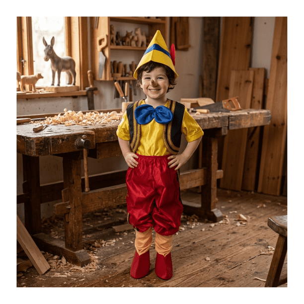 Disfraz De Pinocho Para Niños Completo - Incluye Gorro Y Nariz
