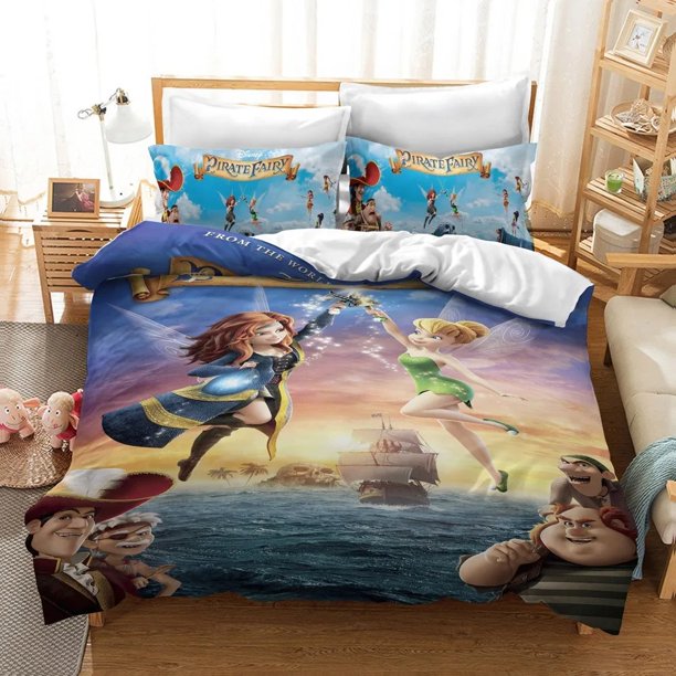 Tinker Bell comforter sets, Cartoon Duvet Cover Pillowcase, Girl Bedding Set, Home Bedroom Quilt Cover Gift 135x200cm Bed Sheets