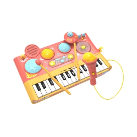 Magideal - Instrumento De Percusión, Teclado De Piano, Juguete Musical De Aprendizaje Con Micrófono, Tambor De Piano, Juguete Musical Para Navidad, Bebés Y Niños Rojo
