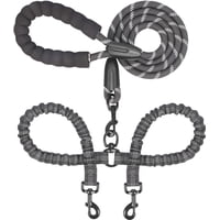 Correa Doble Para Perros Iyoshop, Giratoria 360 Grados, No Se Enreda, Negra, Para 25 A 150 Libras