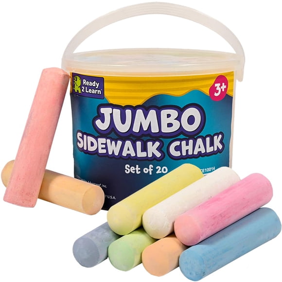 Juego de tizas Jumbo Sidewalk READY 2 LEARN, 20 barras de 9 colores para niños