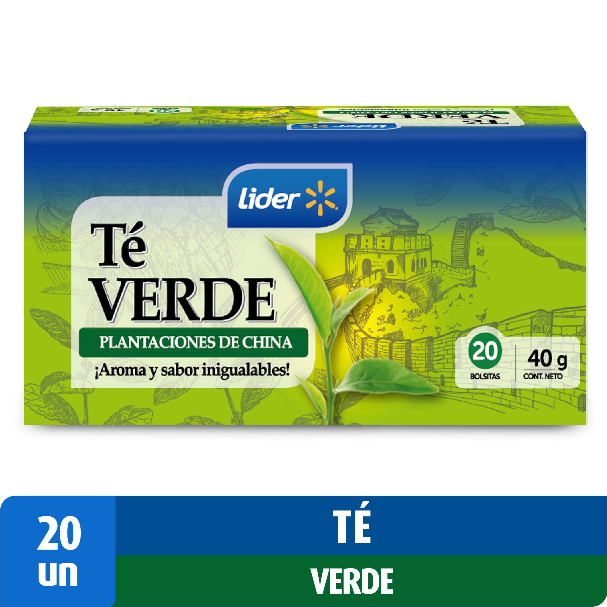 Té Verde China 20 Un Caja 40 g Lider