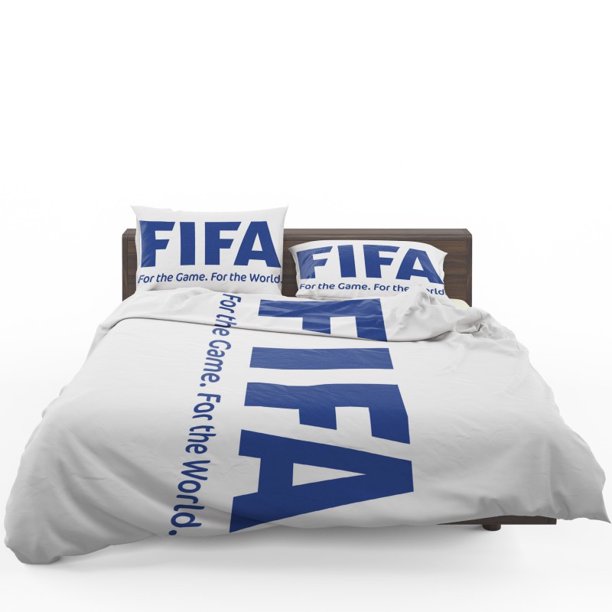 Fifa Foot Ball Quilt Duvet Cover Set Soft Queen Bed Linen Kids3-Piece Bedding Set