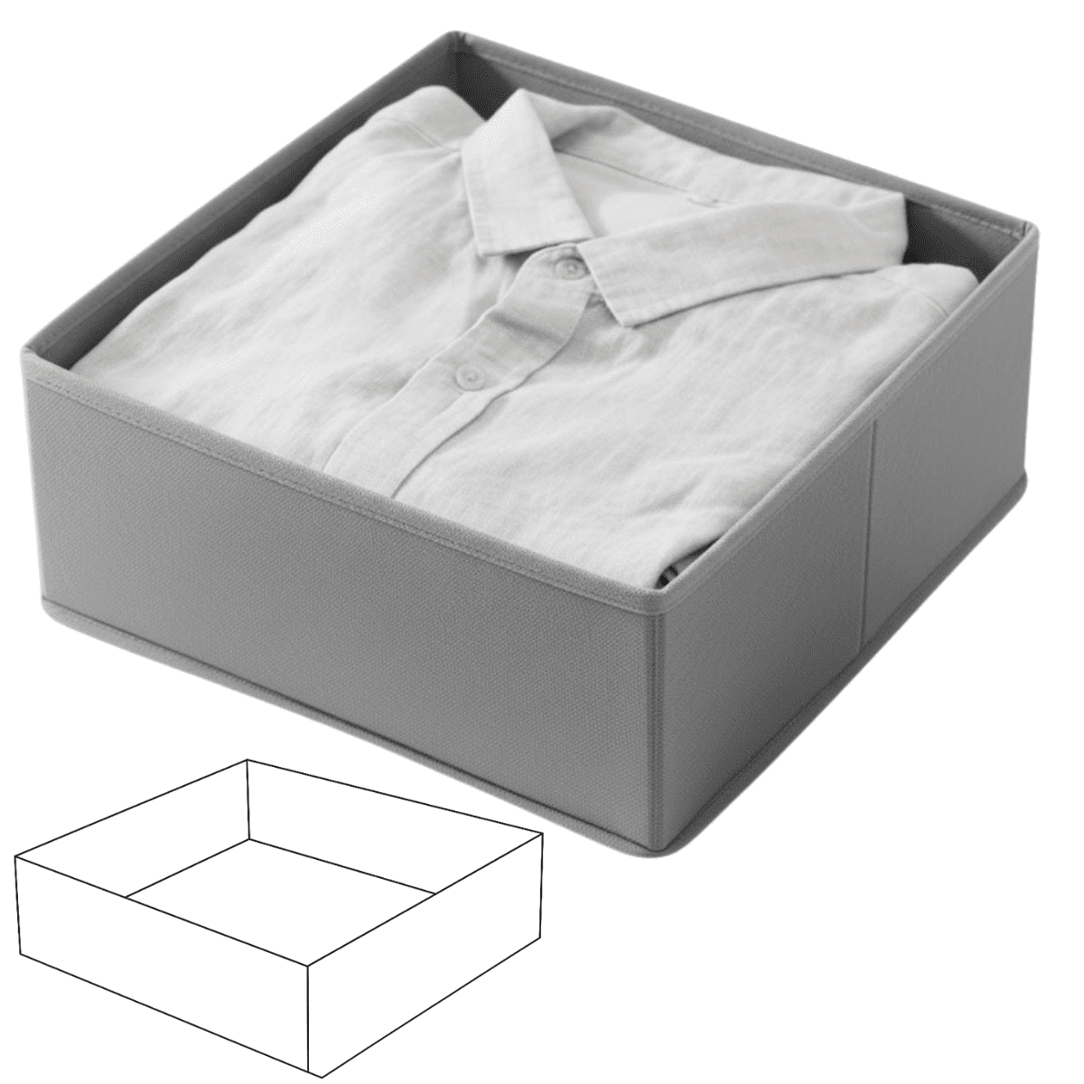 Genérica - Caja Gris Organizadora Ropa Almacenamiento Multiuso 28x28x13cm