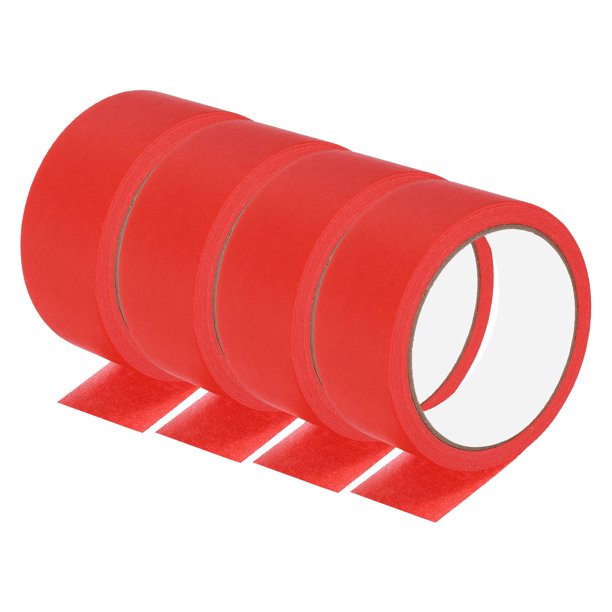 Cinta de Pintor Uxcell, 4 Rollos 22 Yardas x 1.6 Pulgadas Adhesivo Multi-Superficie Sin Residuos Cinta de Enmascarar Maestra, Rojo