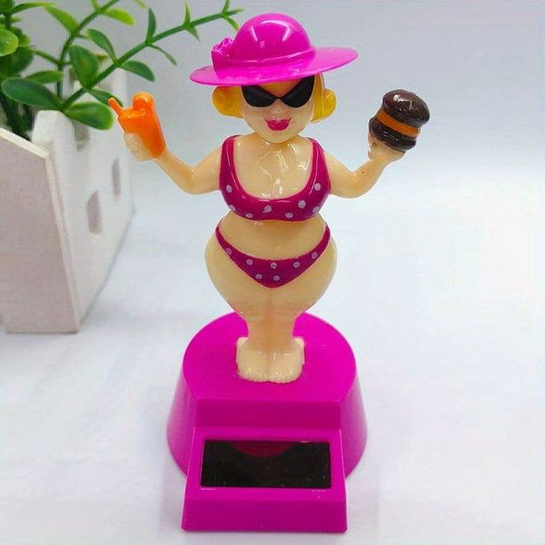 1 pc Car Decoration Solar Decoration Bobblehead Doll Cartoon Rich Woman Modeling Decoration Gift Creative Interior Car Supplies Car Doll Decoration