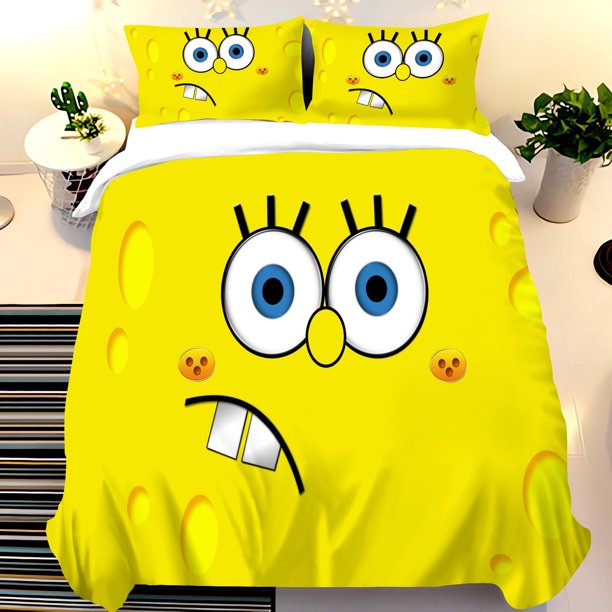v992 Bed Sheets SpongeBob SquarePants Polyester Duvet Cover Set for Children, King Size Bedding, Comforter Sets, % Polyester 3-Piece Bedding Set (1 Duvet Cover + 2 Pillow Shams) Bed Sheets ju992