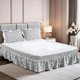 thumbnail image 1 of suxuMhao Faldón de Cama de 4 Capas, Faldón de Cama con Volantes Elástico Faldón de Cama Envolvente, Tamaño Queen 59 X 78+18 Pulgadas, Faldón de Cama Gris Claro Queen, Volante Antipolvo de Cama de, 1 of 3