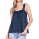 thumbnail image 1 of INSPIRE CHIC Camiseta de Mujer para Regreso a Clases con Panel de Encaje, Cuello Cuadrado, Estilo Suelto, Color Azul Oscuro, Talla XS, 1 of 6