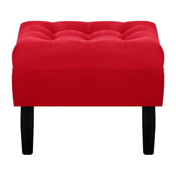 Pouf Wood 1c Felpa 00 Rojo
