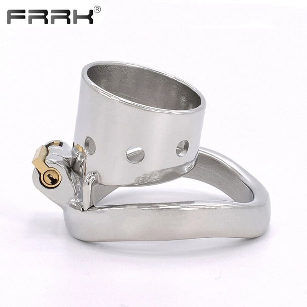 FRRK Small Penis Rings Stainless Steel Male Chastity Cage Sexual Wellness Bondage Cock Belt Lock Devices BDSM Sex Toys for Men