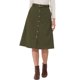 thumbnail image 1 of INSPIRE CHIC Falda Midi de Pana de Cintura Alta para Mujer, Línea A, con Botones al Frente, Plisada, con Cinturón y Bolsillos Verde S, 1 of 6