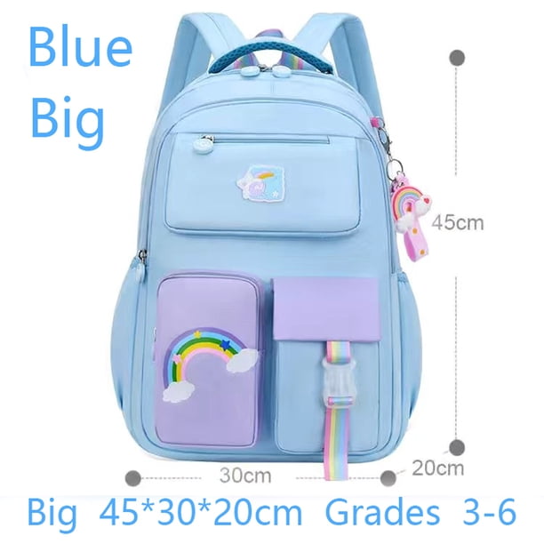 Primary High Class Backpack for Girls Macaron Color Blocking Kid Backpack Rainbow Zipper Large Capacity Teen Girl School Bag