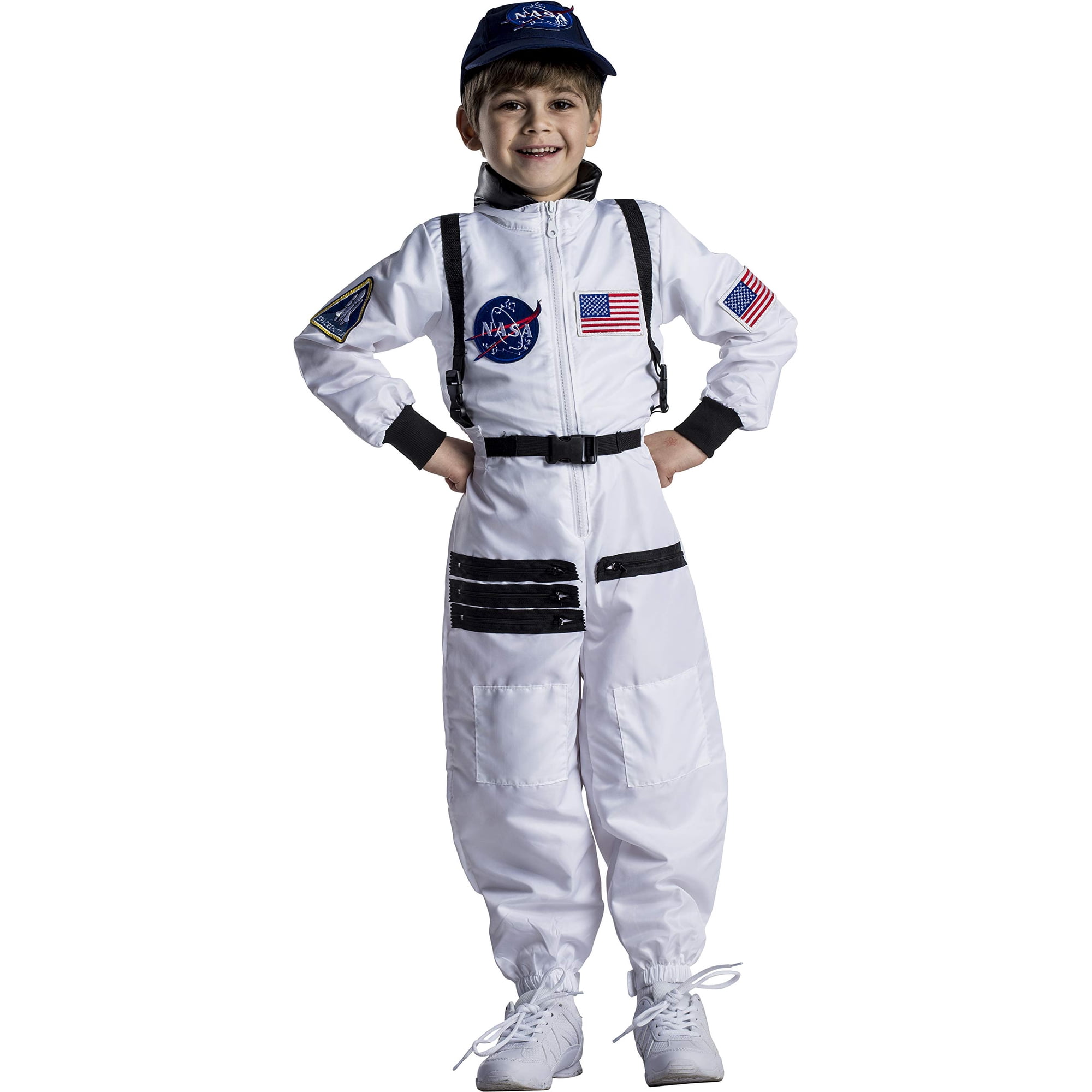 Dress Up America - Disfraz De Astronauta De La Nasa Para Niños, Disfraz De Estados Unidos, Blanco Con Gorra