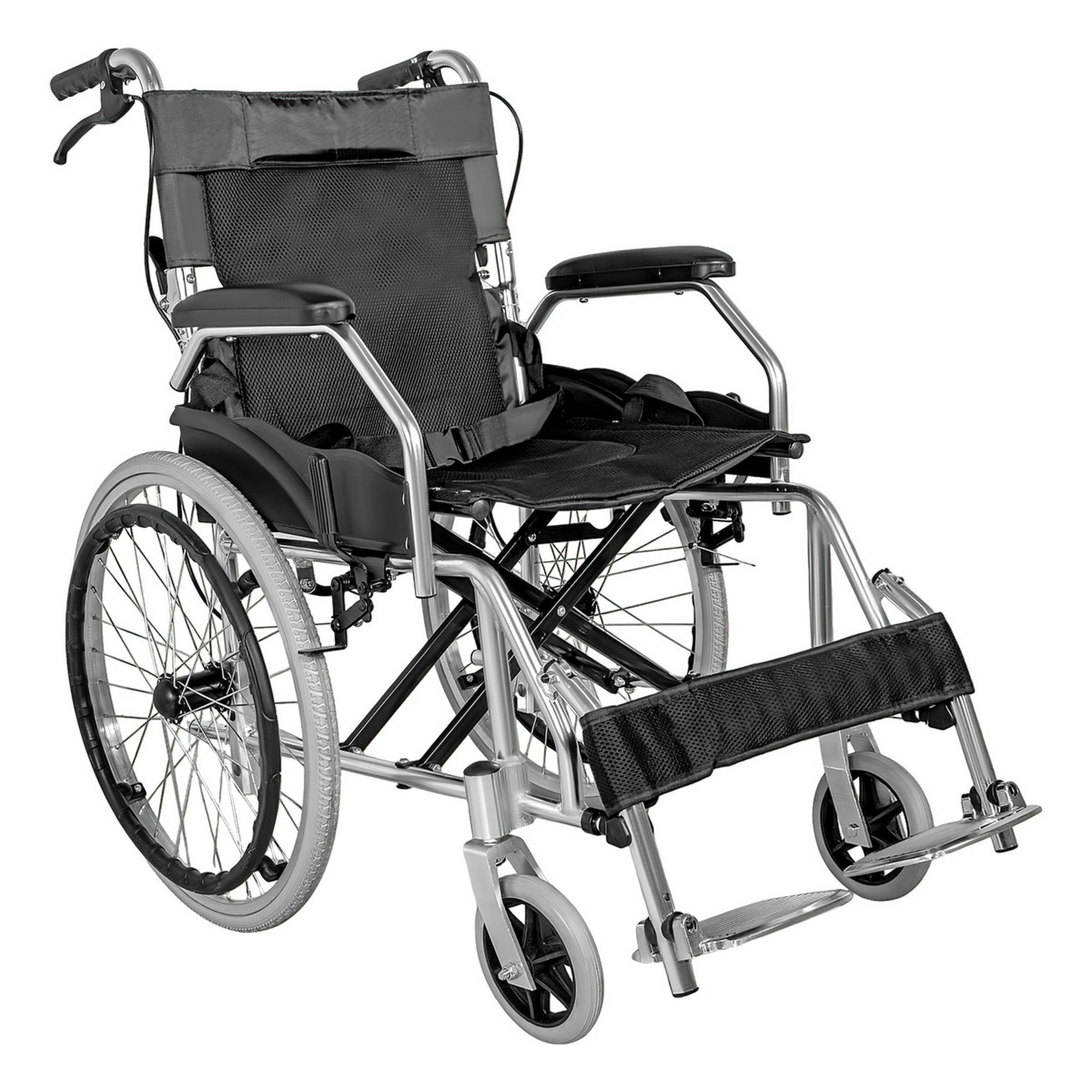 Nanofort - Silla Ruedas Ligera Plegable Doble Freno Resistente 120kg