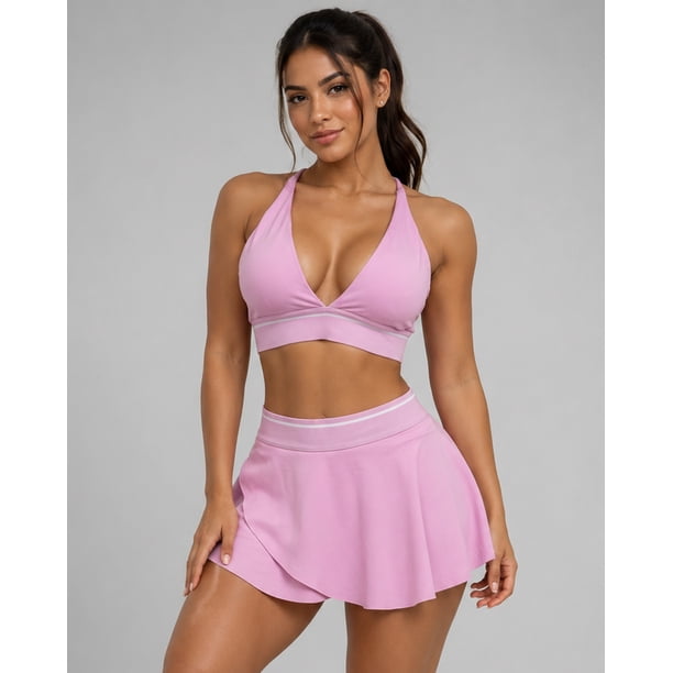 Conjunto Fitness Mujer Falda Con Short Interior Y Top - JYT057
