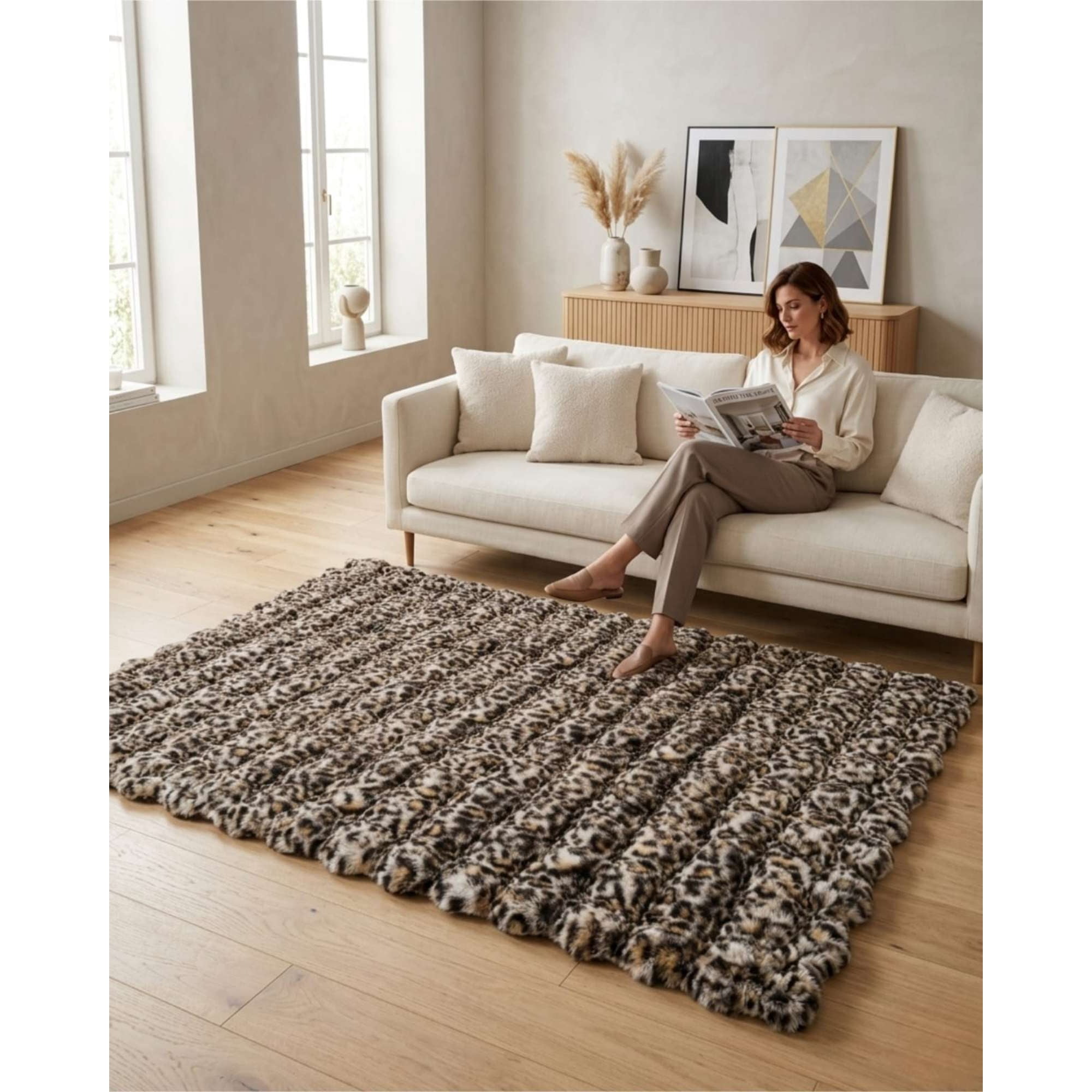 Mylhogar - Alfombra Confort Plus Textura Piel De Conejo 120x180