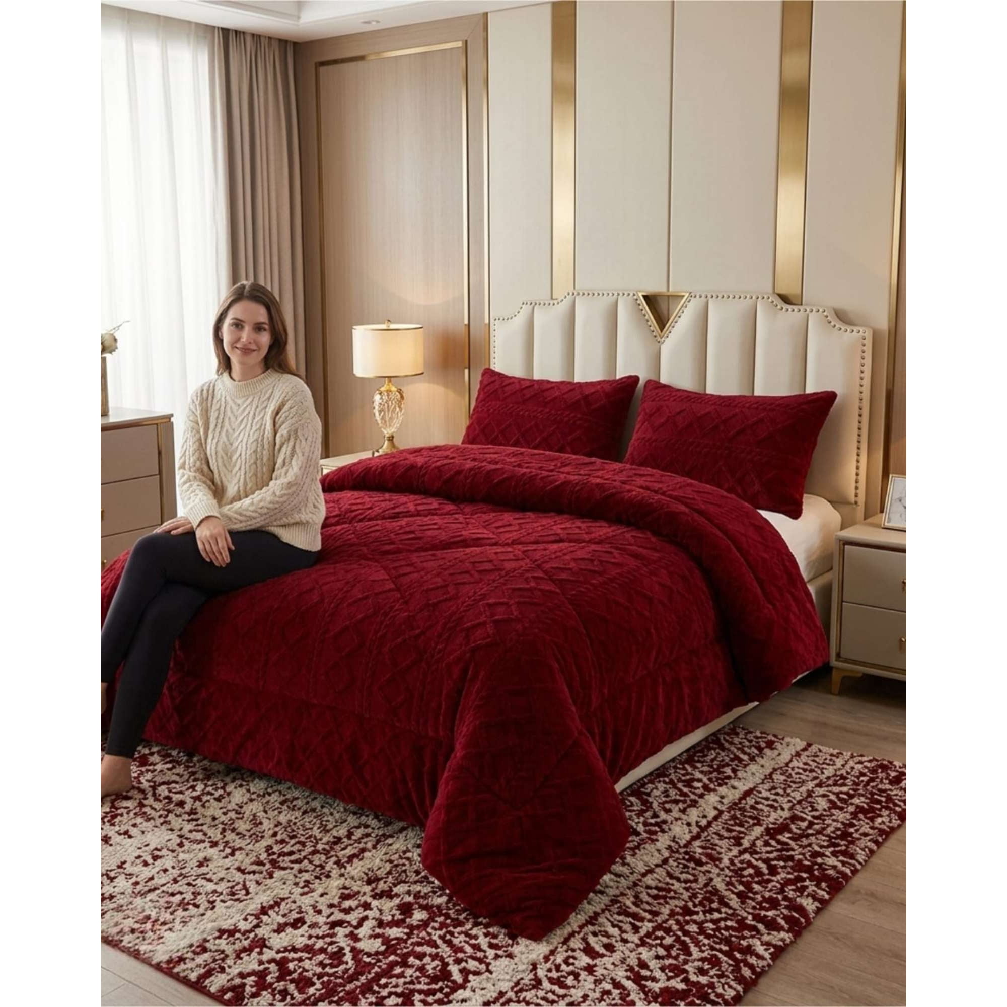 Todo Para El Hogar - Plumón Térmico Trenzas De Terciopelo 2 Plazas