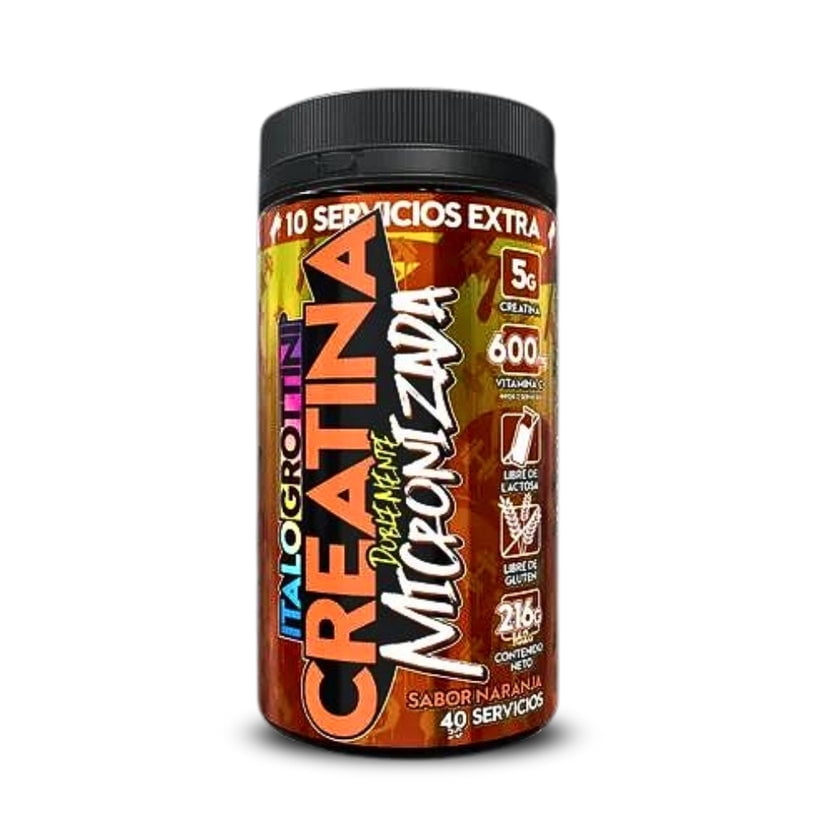 Creatina Monohidrato Micronizada 200Gr 40 Sv Naranja