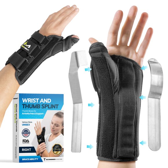 Férula Spica para muñeca y pulgar BraceAbility De Quervain's XS