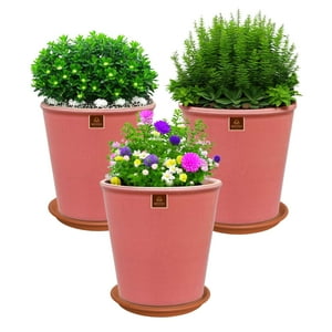 Pottery - Set De 3 Macetas Zaia 26 Cm Rosa Alegre Y Sus Platos
