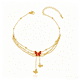 thumbnail image 1 of Pulsera Tobillera para Mujer de Múltiples Capas Chapada en Oro de 18K, Cadena de Pie Ajustable Boho con Borla de Mariposa de Esmalte Rojo, 1 of 10